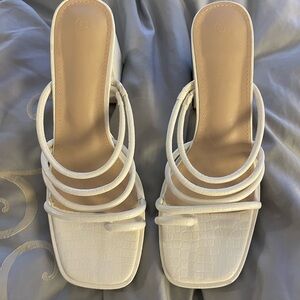 White Slip on Strappy Heels